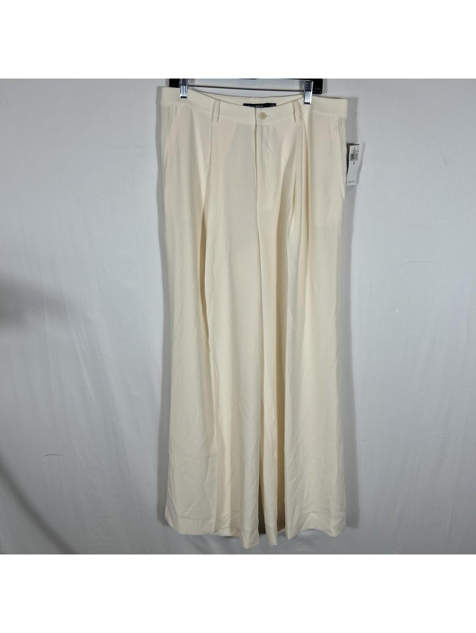 $175 Lauren Ralph Lauren Womens Double-Faced Wide Leg Pants Mascarpone Cream 12